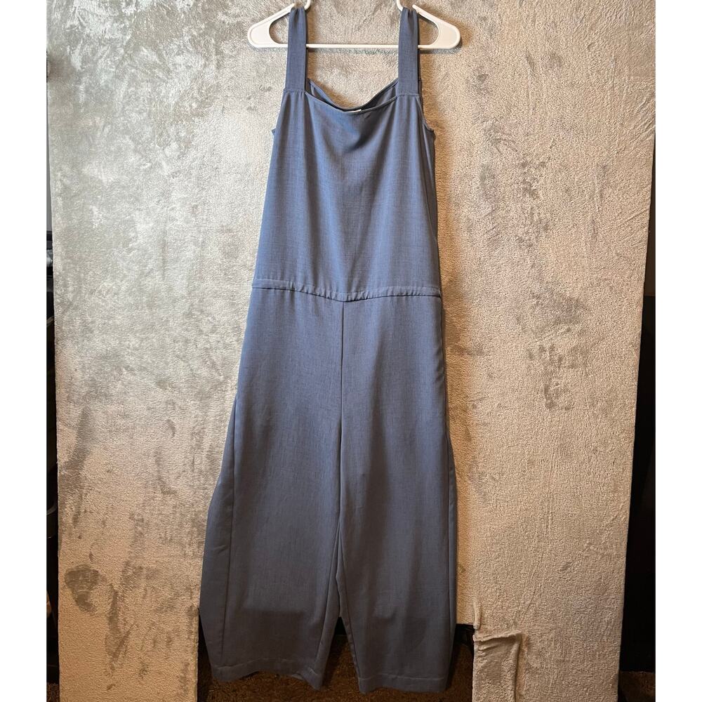 Nap Loungewear Blue Drawstring Relaxed Fit Wide Leg Jumpsuit Size Medium New‎